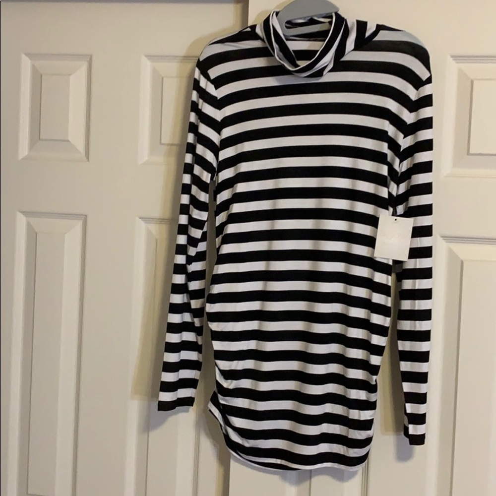 Black and white striped maternity shirt